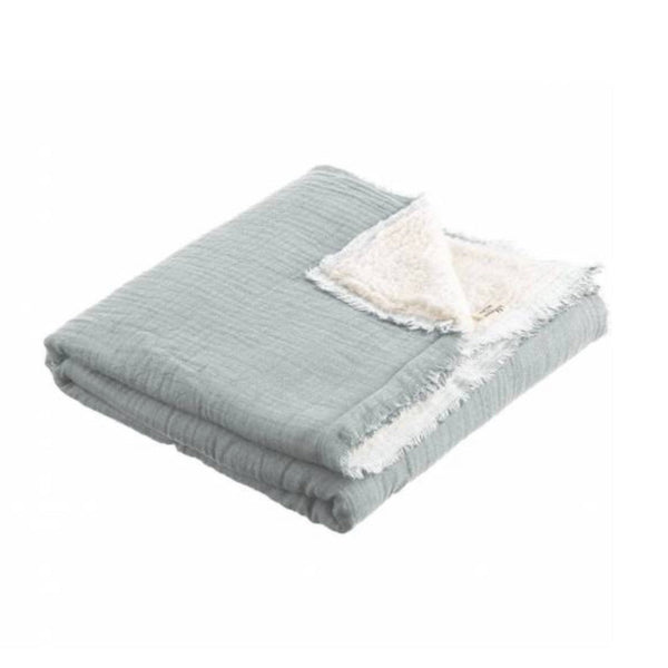 Plaid réversible Célestine gaze de coton doublé sherpa