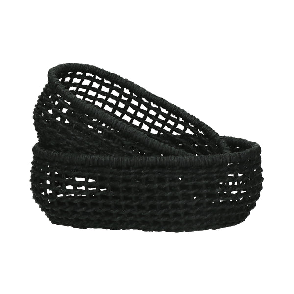 Set de 2 corbeilles à pain ovales en jute POMAX OSTERIA Noir