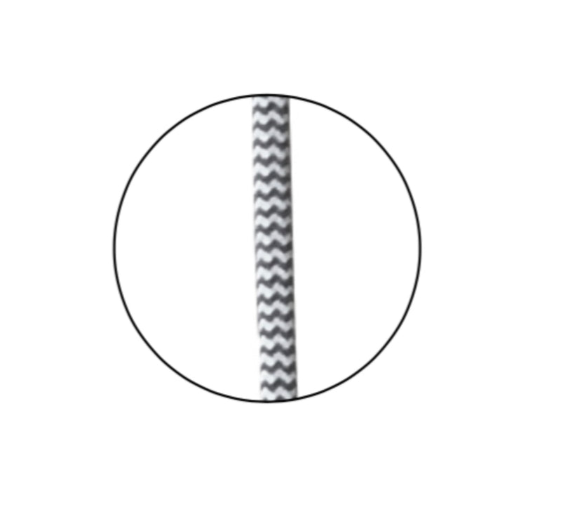 Suspension câble tissu noir et blanc douille noire (H.110cm)