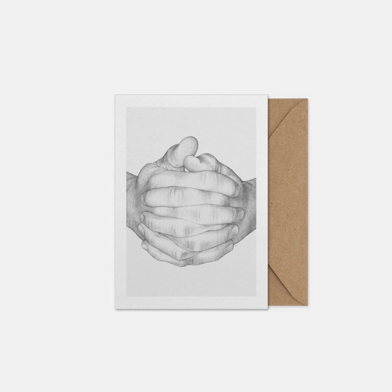 Carte d'Art "Folded Hands", Double A5 (plié) avec enveloppe.